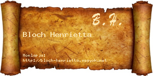 Bloch Henrietta névjegykártya